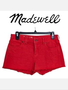 Madewell Red 2" Frayed Hem Denim Cutoff Jean Shorts - Size 27 Womens